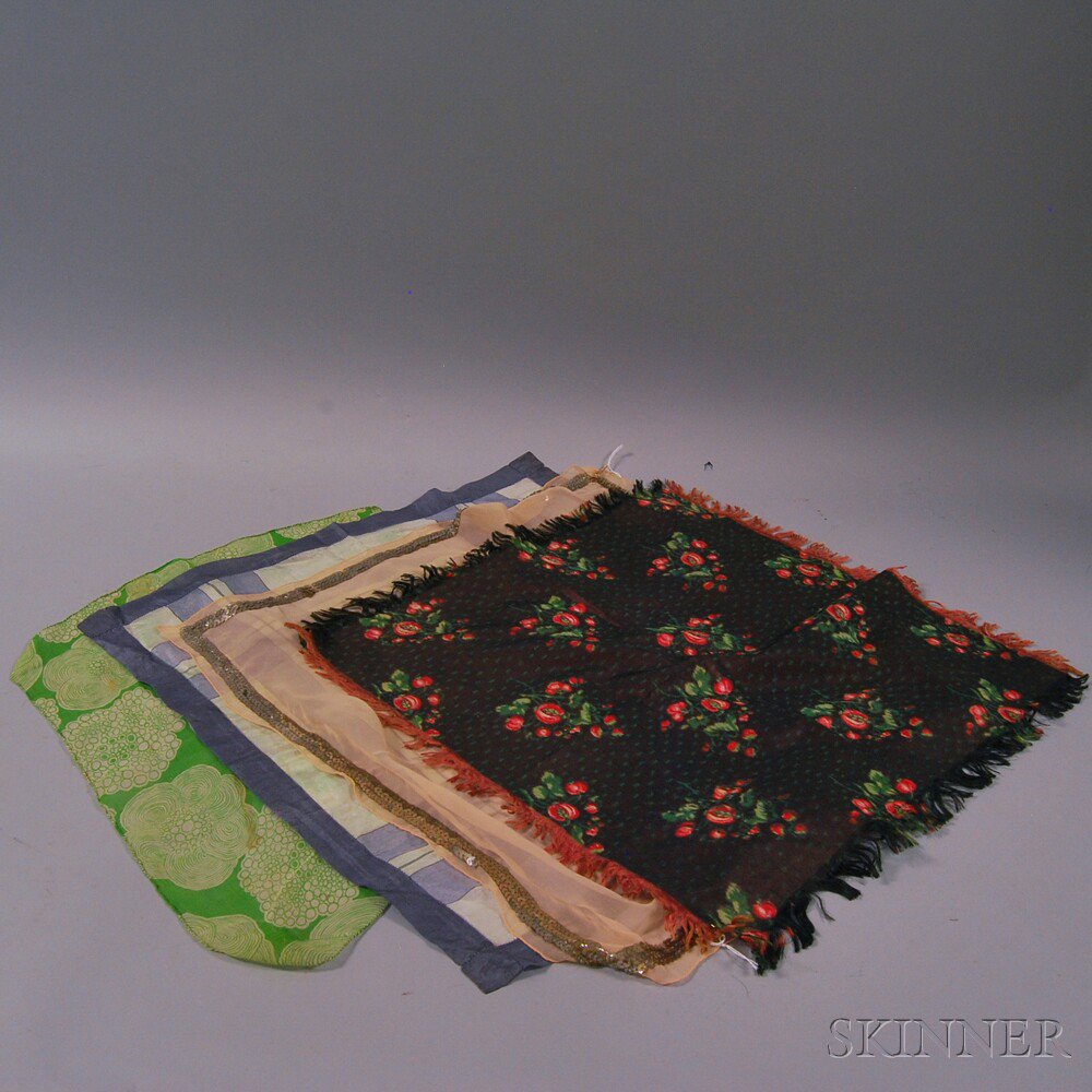 Appraisal: Four Lady's Silk Scarves America and France th century a