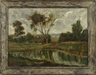 Appraisal: Augustin Souchon - French Landscape with Stream th c oil