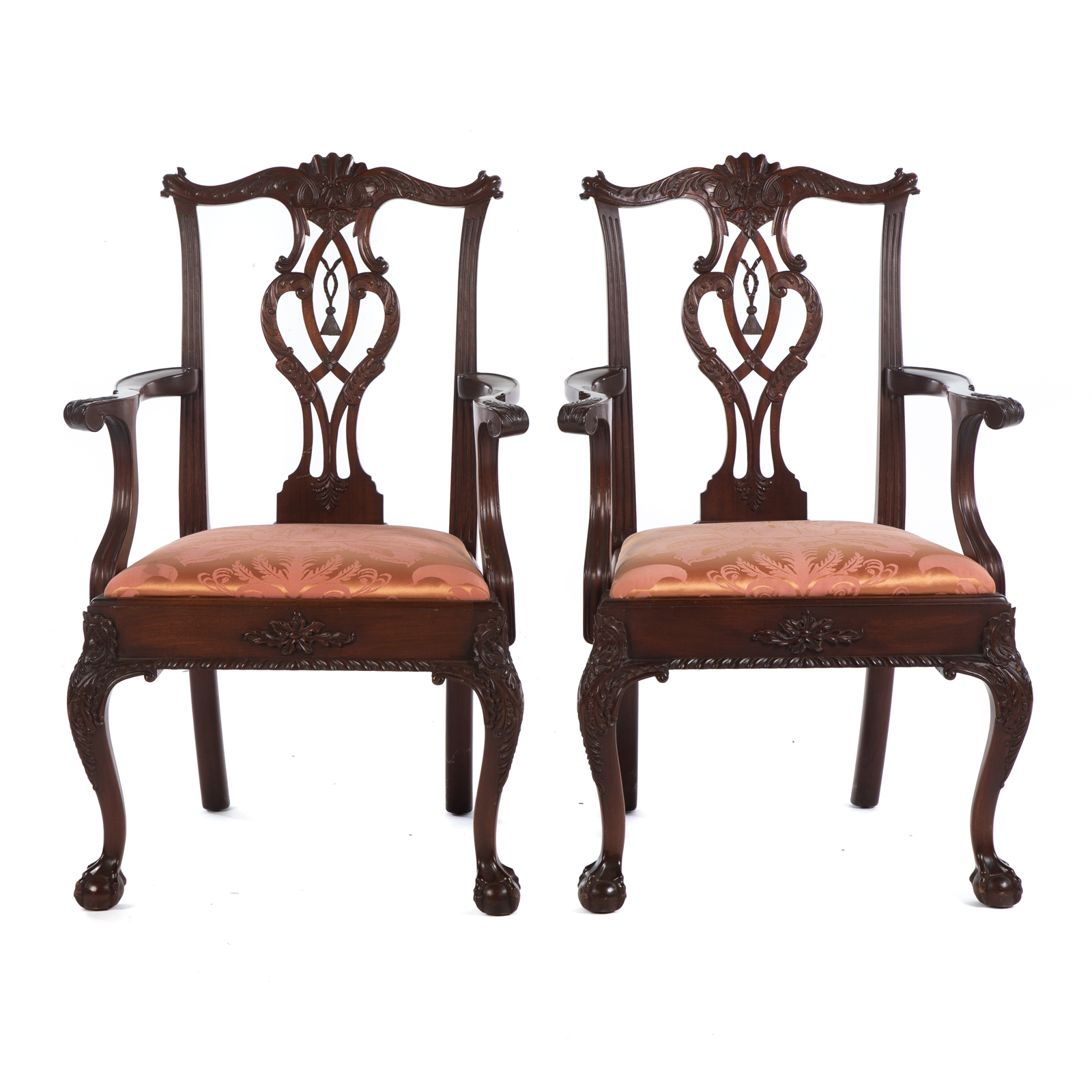 Appraisal: A PAIR POTTHAST DOCTOR CRIM CHIPPENDALE ARM CHAIRS First quarter