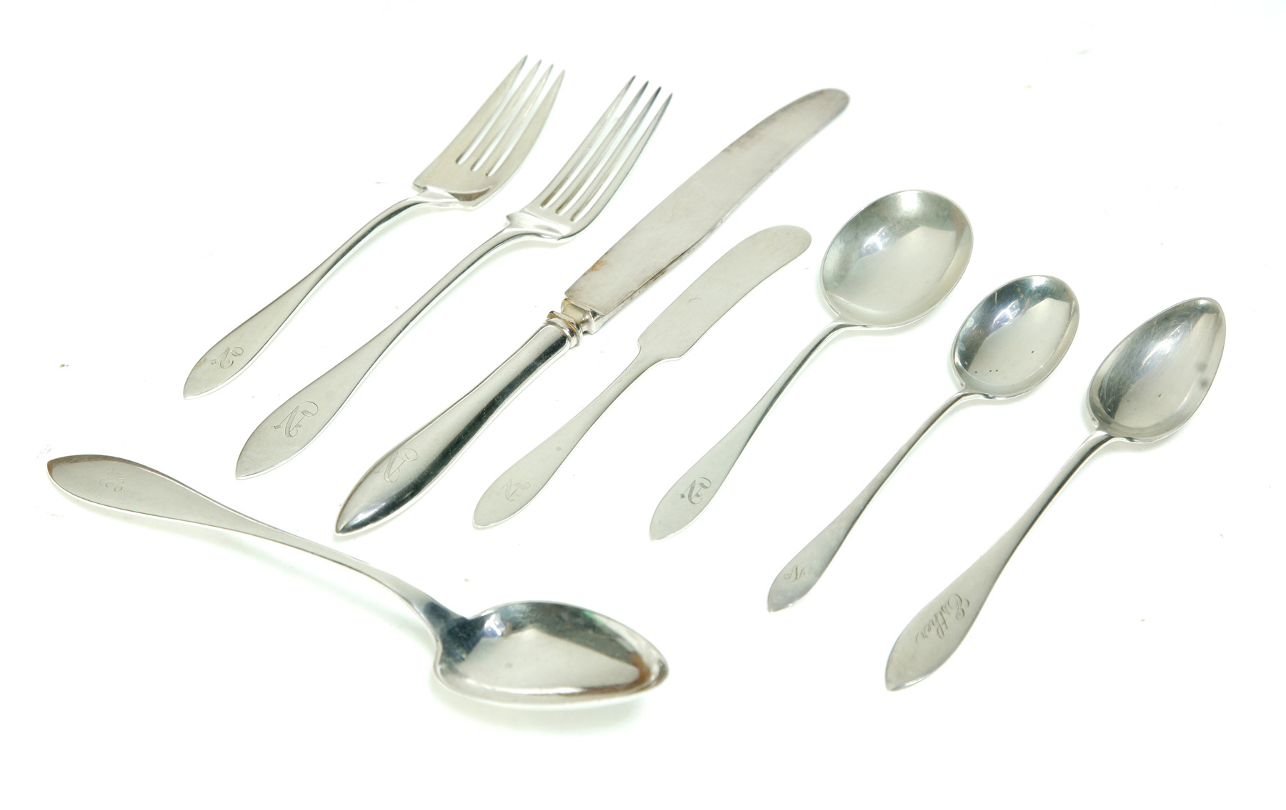 Appraisal: PARTIAL SET OF STERLING SILVER FLATWARE England st quarter- th