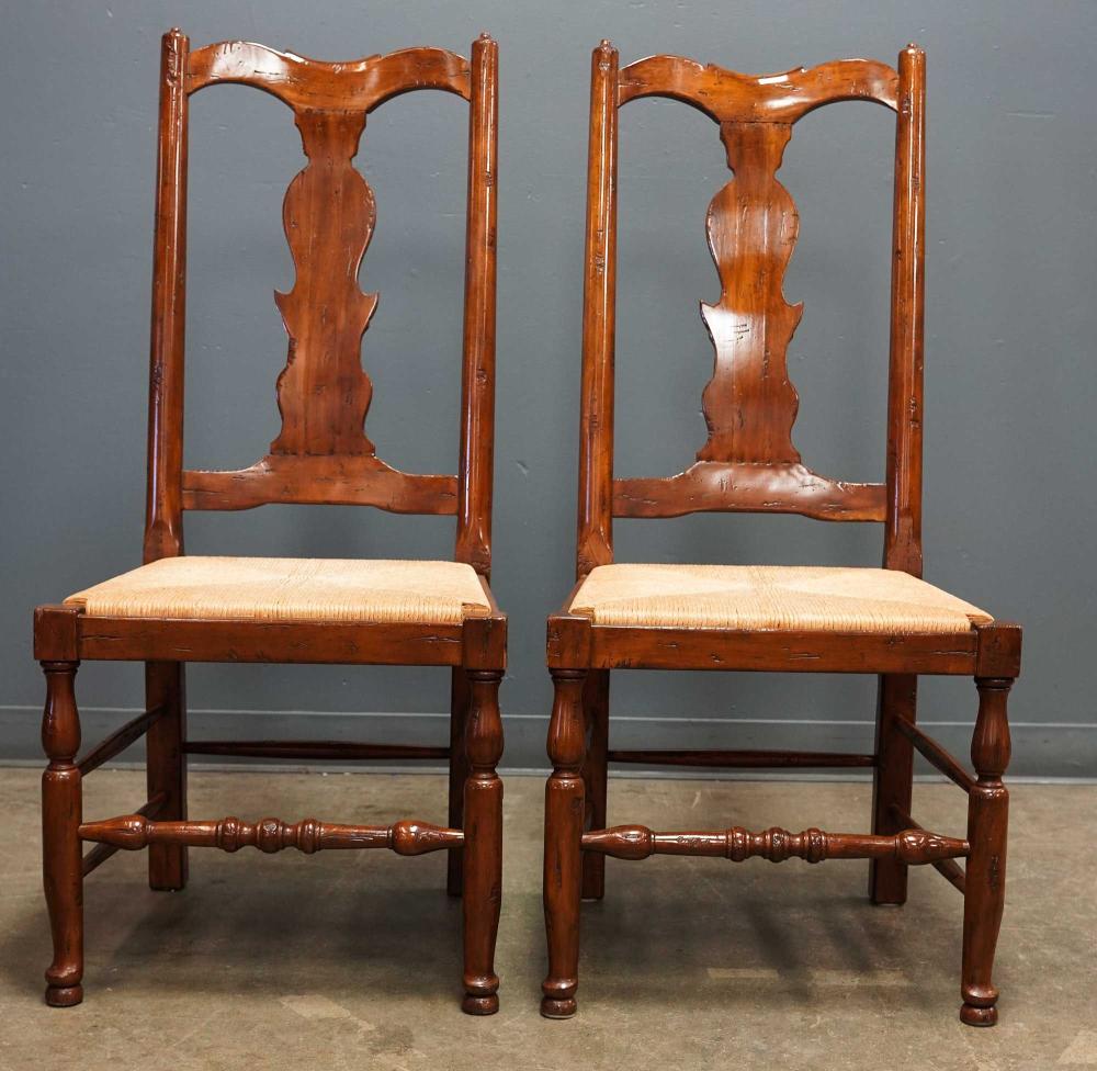 Appraisal: SET OF FOUR RUSH-SEAT DINING CHAIRS inches height to back