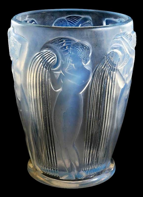 Appraisal: R Lalique Danaides Opalescent Vase wheel carved R LALIQUE FRANCE