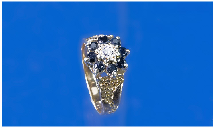 Appraisal: ct Gold Diamond Sapphire Ring Set With A Central Round