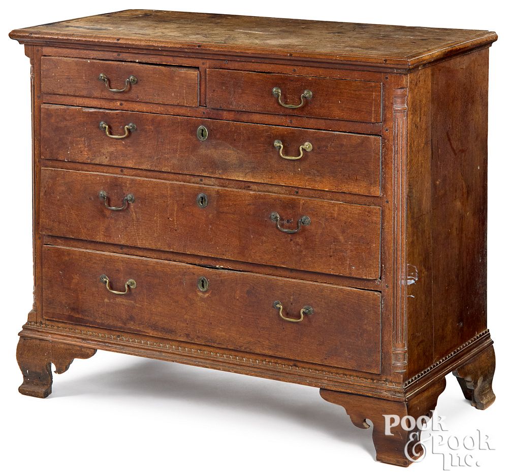 Appraisal: Southern Chippendale walnut chest of drawers Southern Chippendale walnut chest