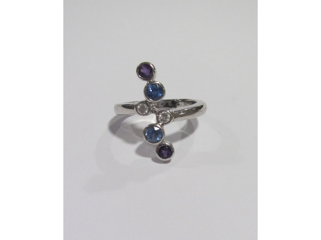 Appraisal: ct white gold blue topaz amethyst and diamond set dress