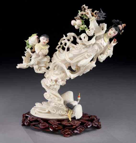 Appraisal: Chinese carved polychrome ivory figure International buyers should note that