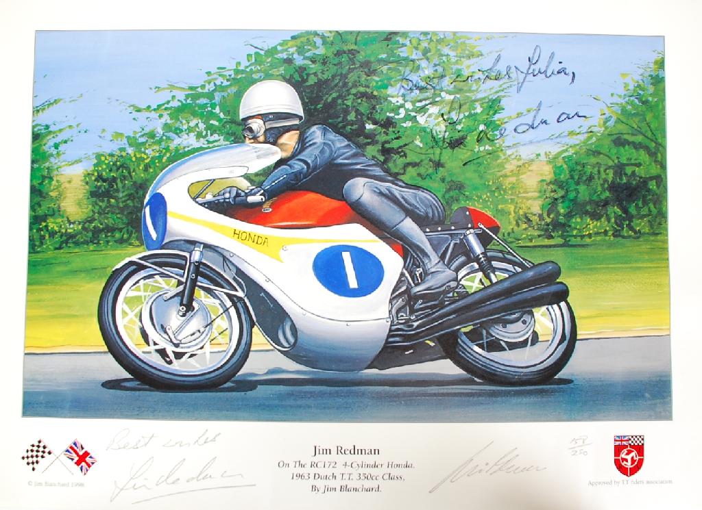 Appraisal: JIM BLANCHARD SIGNED LIMITED EDITION COLOUR PRINT of Jim Redman