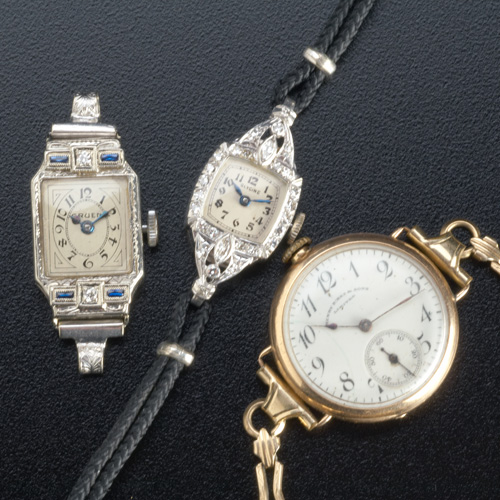 Appraisal: Three ladies' wrist watches Glycine pt and diamond cased Henry