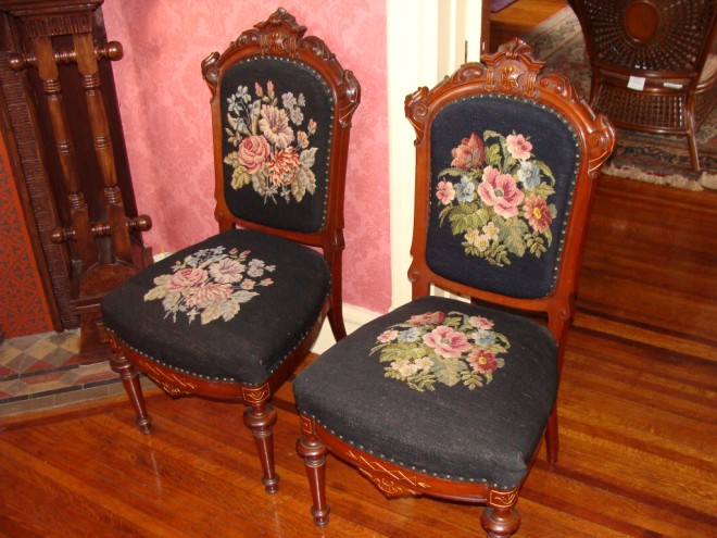 Appraisal: Pair of Victorian Needlepoint Sidechairs