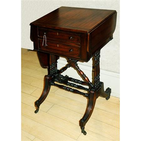 Appraisal: Regency Mahogany Drop-Leaf Work Table Estimate nbsp nbsp nbsp -