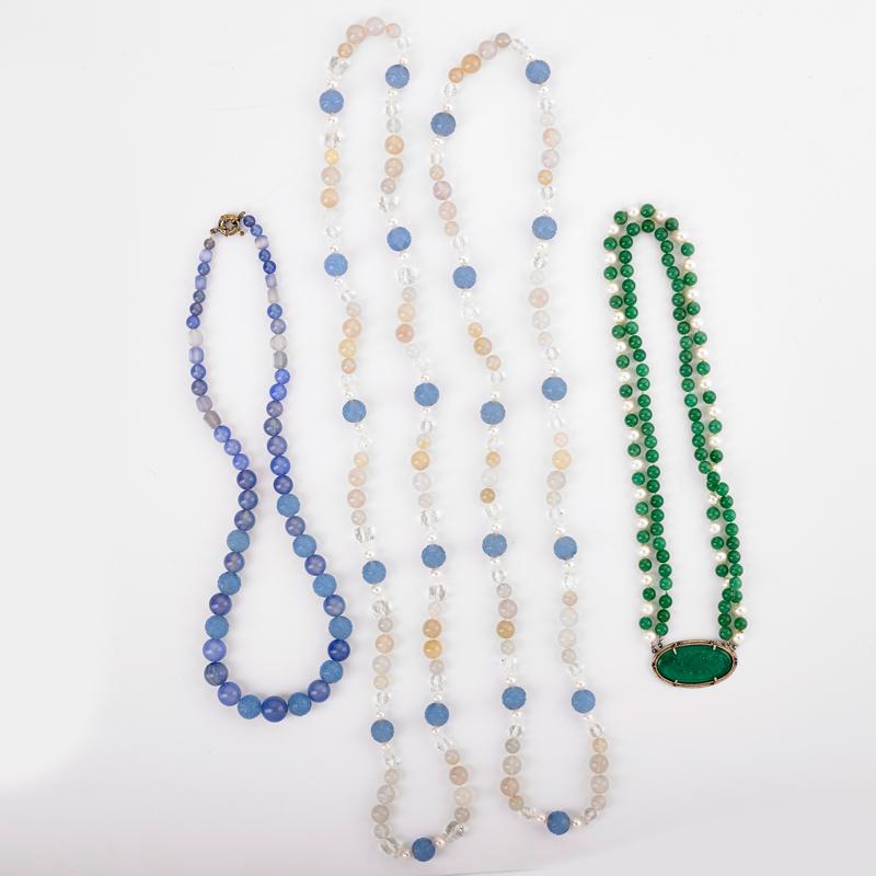 Appraisal: COLLECTION OF HARDSTONE AND PEARL BEAD NECKLACES Condition Report