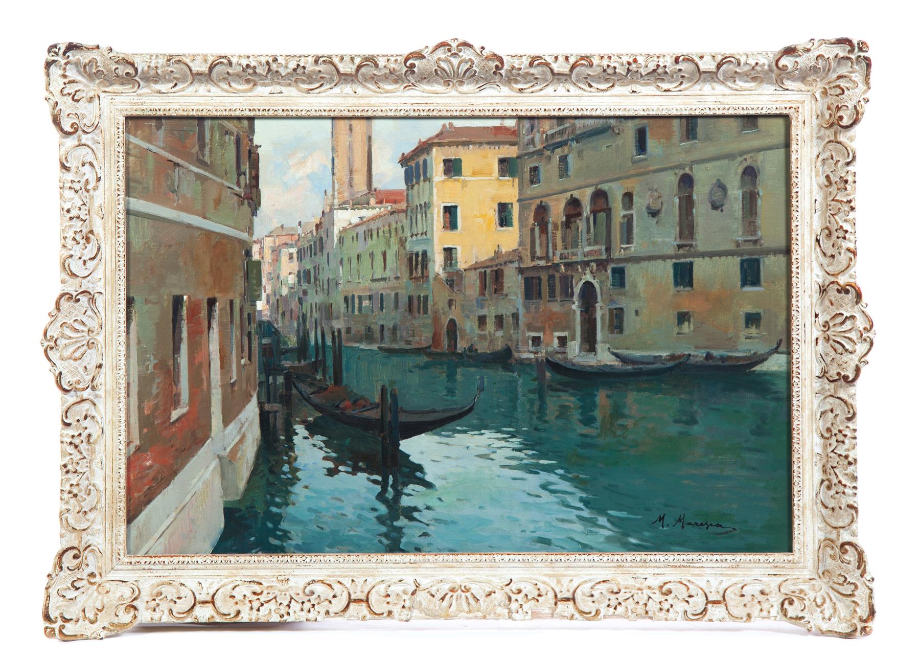 Appraisal: VENETIAN CANAL SCENE BY MARIO MARESCA ITALY - Oil on