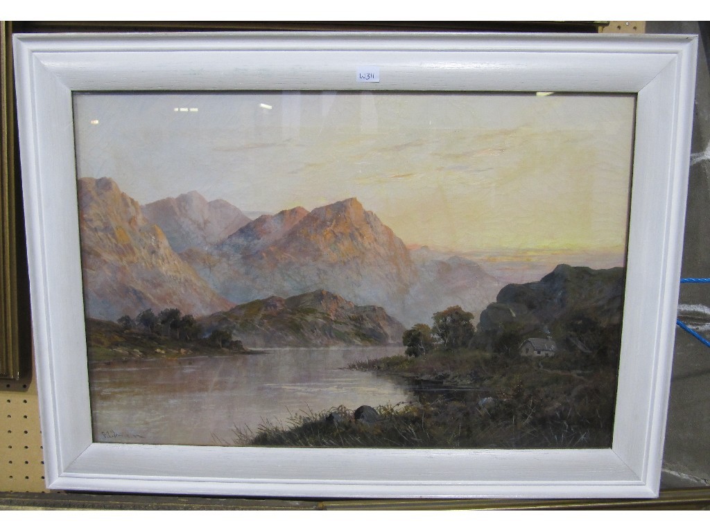 Appraisal: F E JAMIESON Oil on canvas highland landscape signed