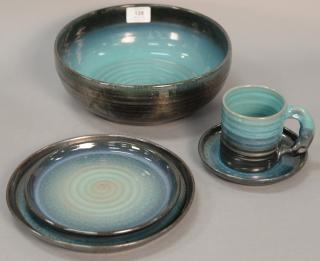 Appraisal: Rowantrees pottery partial dinner set Bluehill ME pieces total Rowantrees