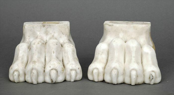 Appraisal: Pair of Carved Marble Lion's-Paw Feet x in