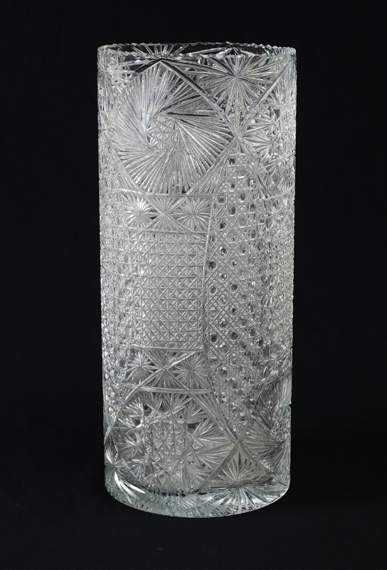 Appraisal: BOHEMIAN CUT GLASS VASE '' tall cylindrical cut glass vase