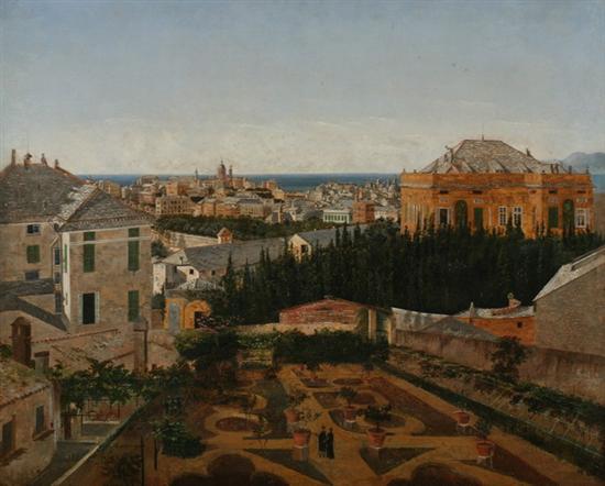 Appraisal: CONTINENTAL SCHOOL th century VIEW OF AN ITALIAN COASTAL TOWN