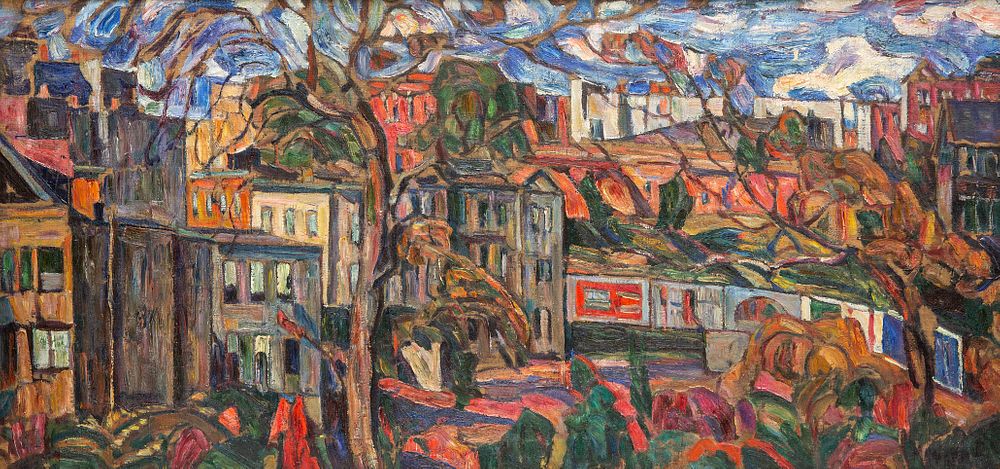 Appraisal: A DOUBLE-SIDED STREETSCAPE BY ABRAHAM MANIEVICH RUSSIAN - A DOUBLE-SIDED