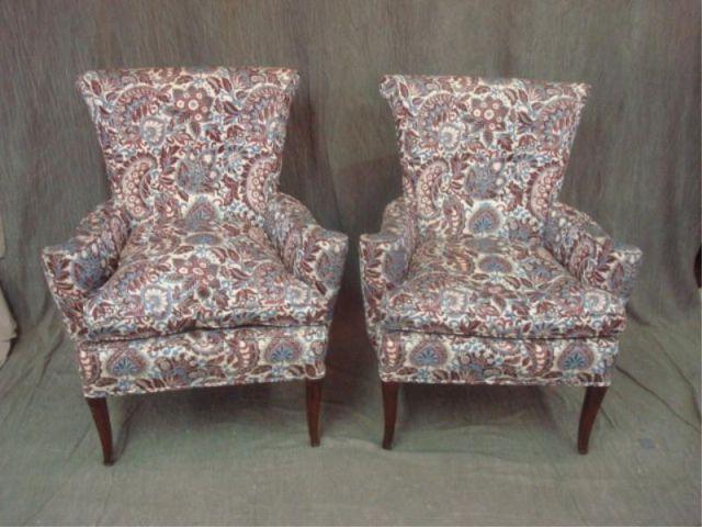 Appraisal: Pair of Upholstered Wingback Fireside Chairs From a Bronxville estate