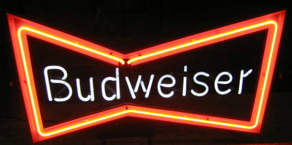 Appraisal: BUDWEISER NEON LIGHT red and white working condition h w