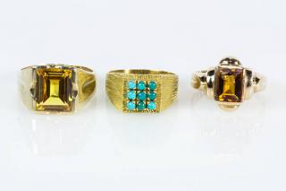 Appraisal: Lot of Gemstone and yellow gold rings Lot of Gemstone