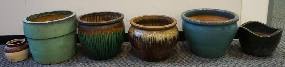 Appraisal: Five Assorted Glazed Ceramic Planters with a Small Crock Second