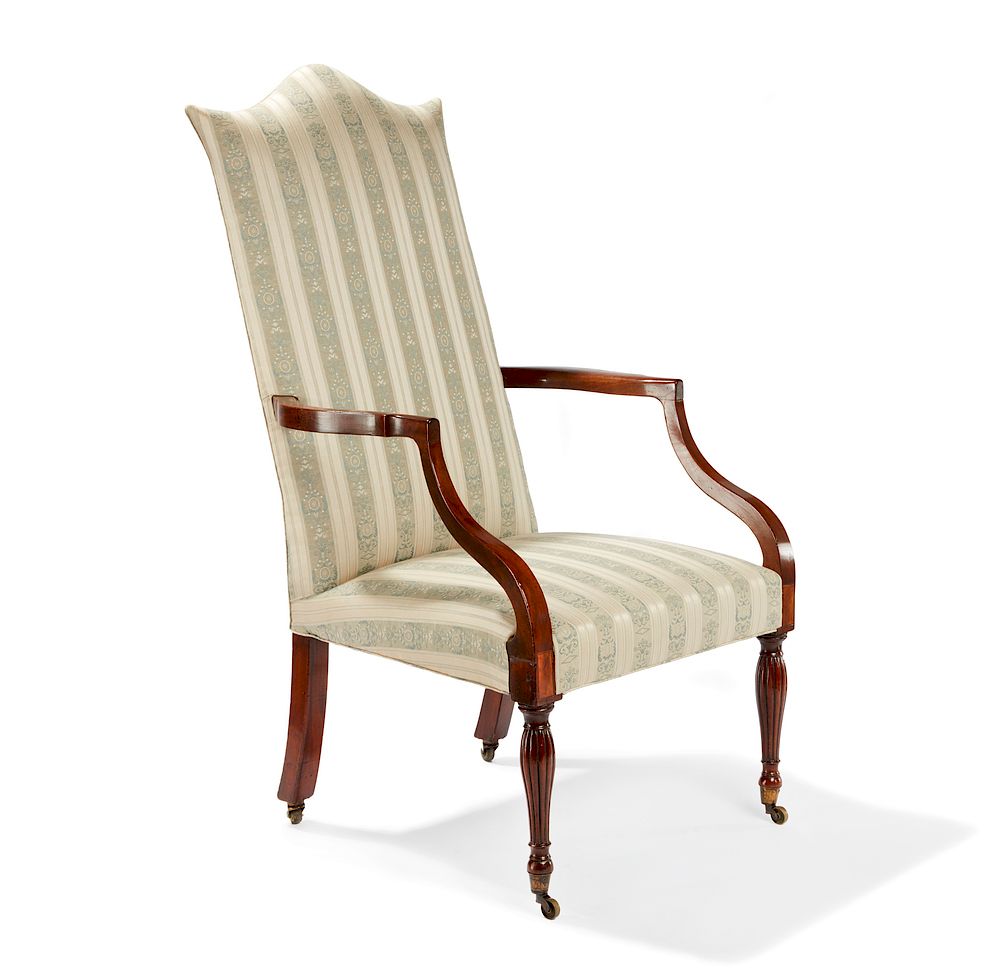 Appraisal: Federal Mahogany Lolling Chair North Shore Massachusetts CA Federal turned