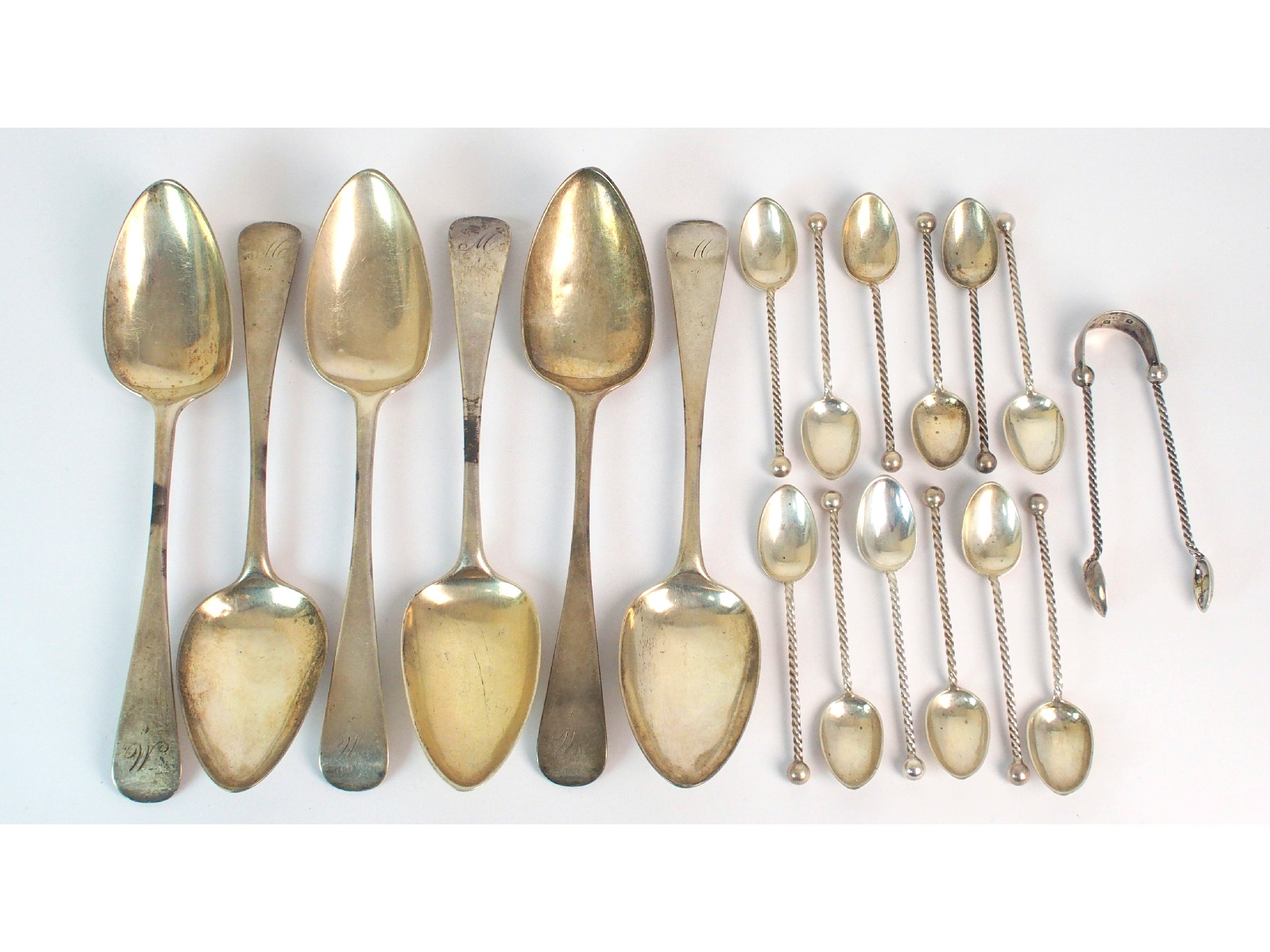 Appraisal: A part set of five silver tablespoonsby Robert Gray Sons