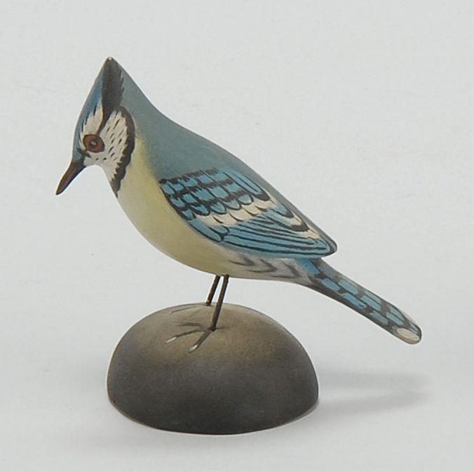 Appraisal: MINIATURE BLUE JAY By Crowell Rectangular stamp Mounted on a