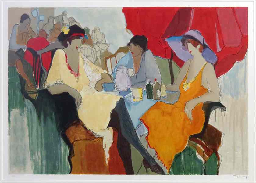 Appraisal: ITZCHAK TARKAY B CAFE SCENE Color serigraph signed in pencil