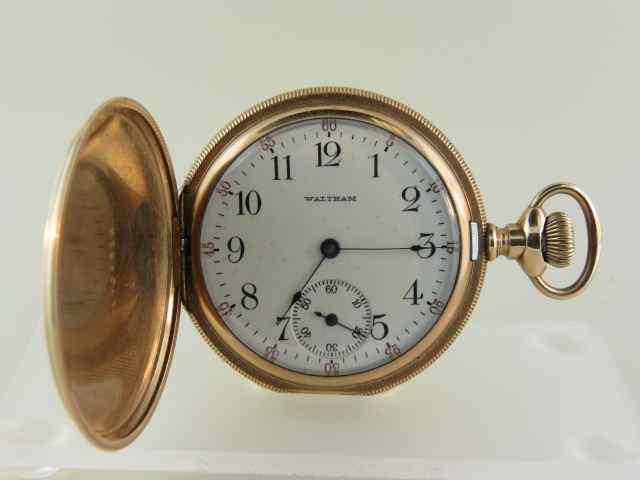 Appraisal: Waltham Pocketwatch hunting case gold-filled size fine engine turned case