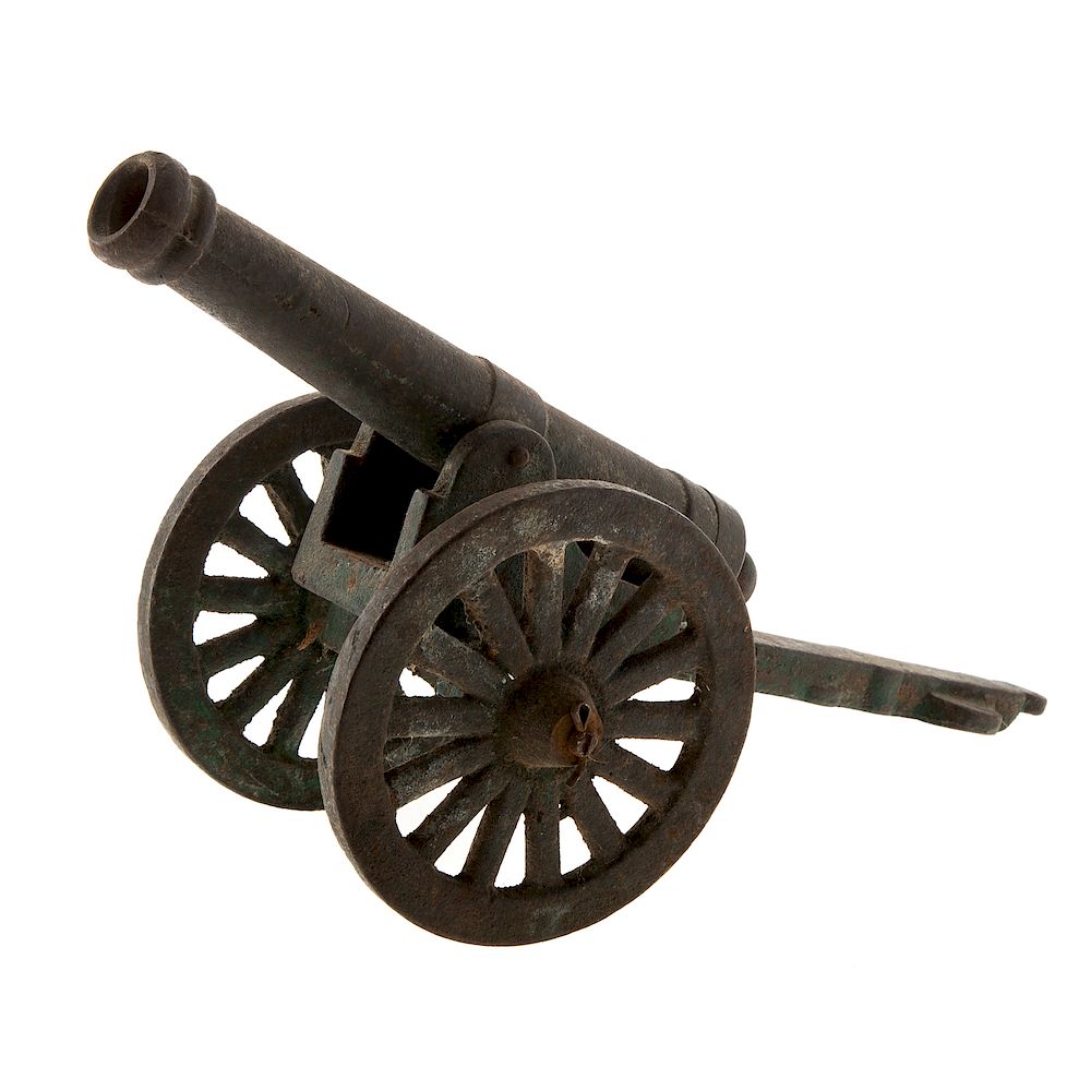 Appraisal: Cast Iron Signal Cannon With remnants of green paint in