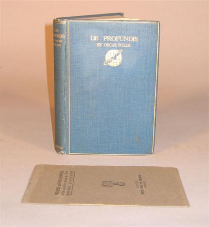 Appraisal: vols Wilde Oscar De Profundis London Methuen First trade edition