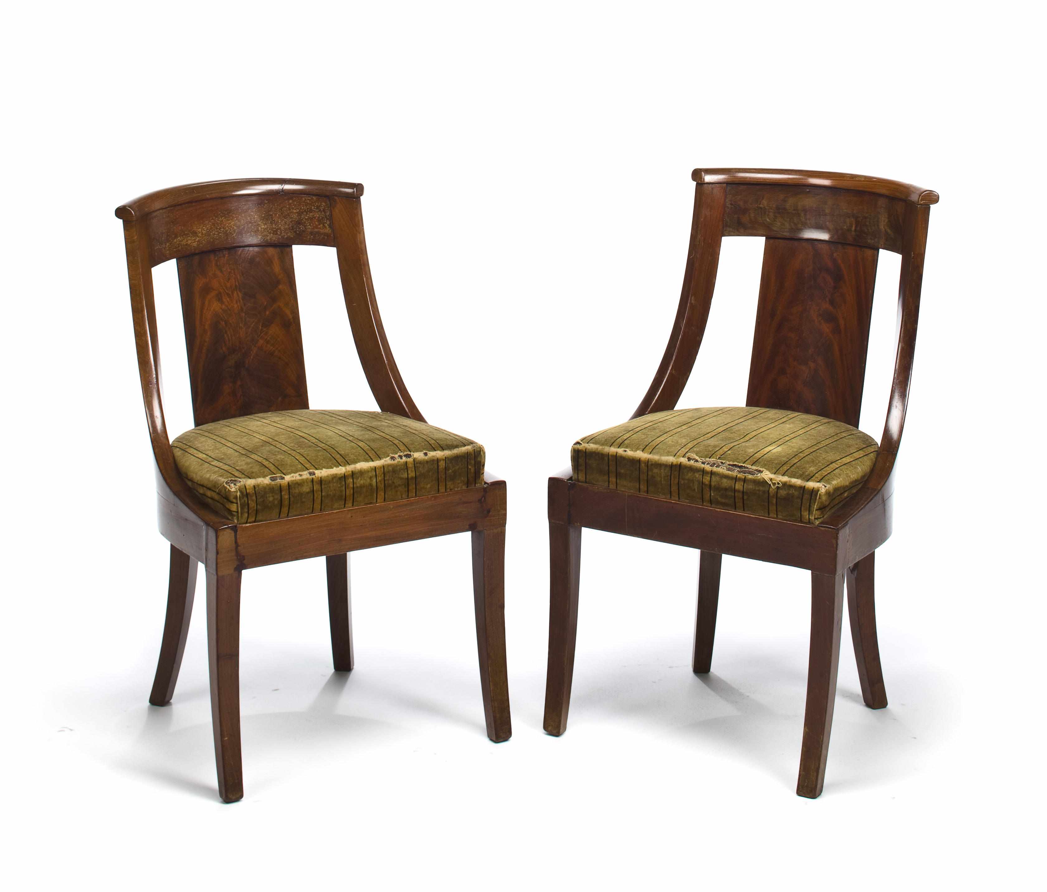 Appraisal: A pair of Empire mahogany side chairs first quarter th