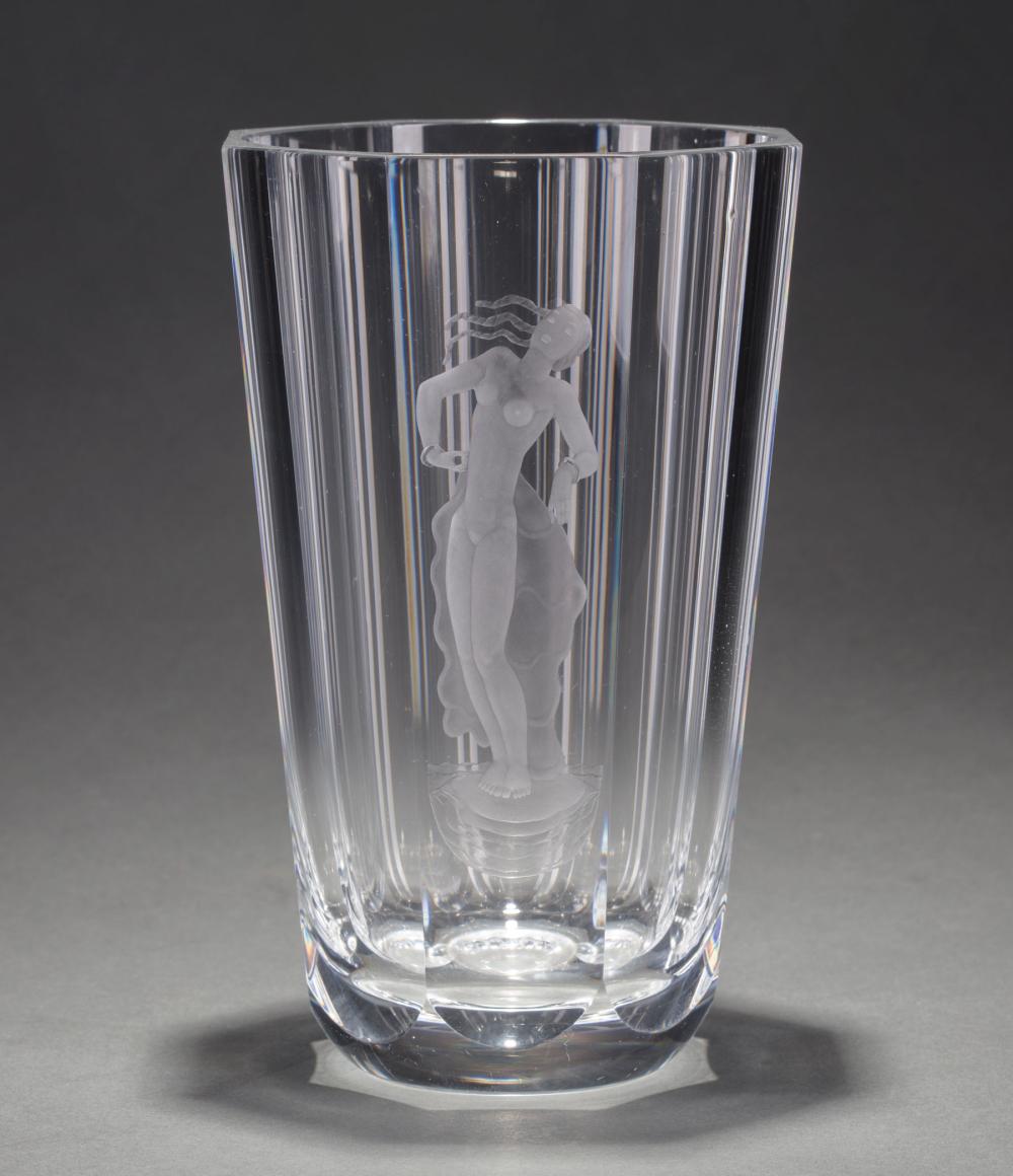 Appraisal: Simon Gate Swedish - for Orrefors Glass Vase c s