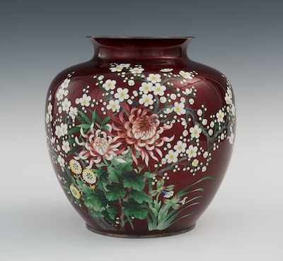 Appraisal: A Cloisonne Ginbari Vase With Mark of Ando Jubei Circa