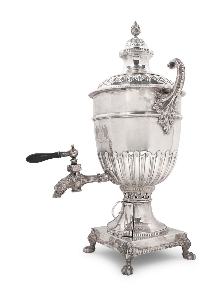 Appraisal: An English Electroplate Tea Urn Height x width inches An