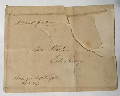 Appraisal: Nightingale Florence Autograph envelope signed addressed to Mrs Fowler Salisbury