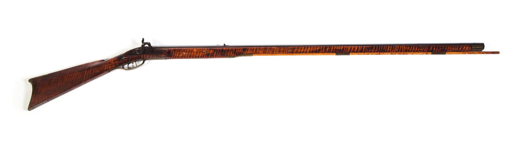 Appraisal: FULL STOCK PERCUSSION RIFLE American th century Octagonal barrel rope-turned