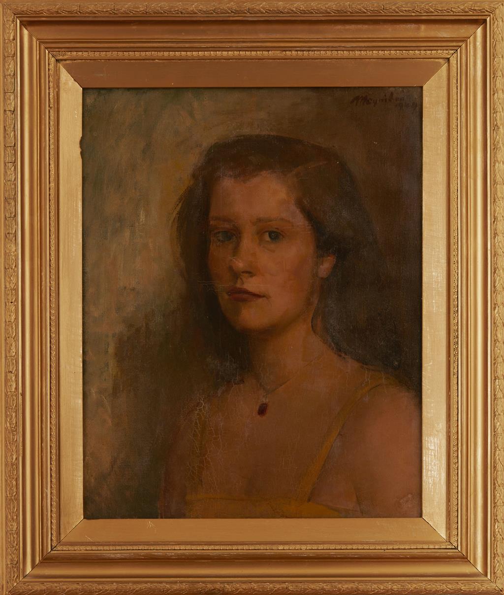 Appraisal: RODRIGO MOYNIHAN BRITISH - PORTRAIT OF A GIRL WEARING A