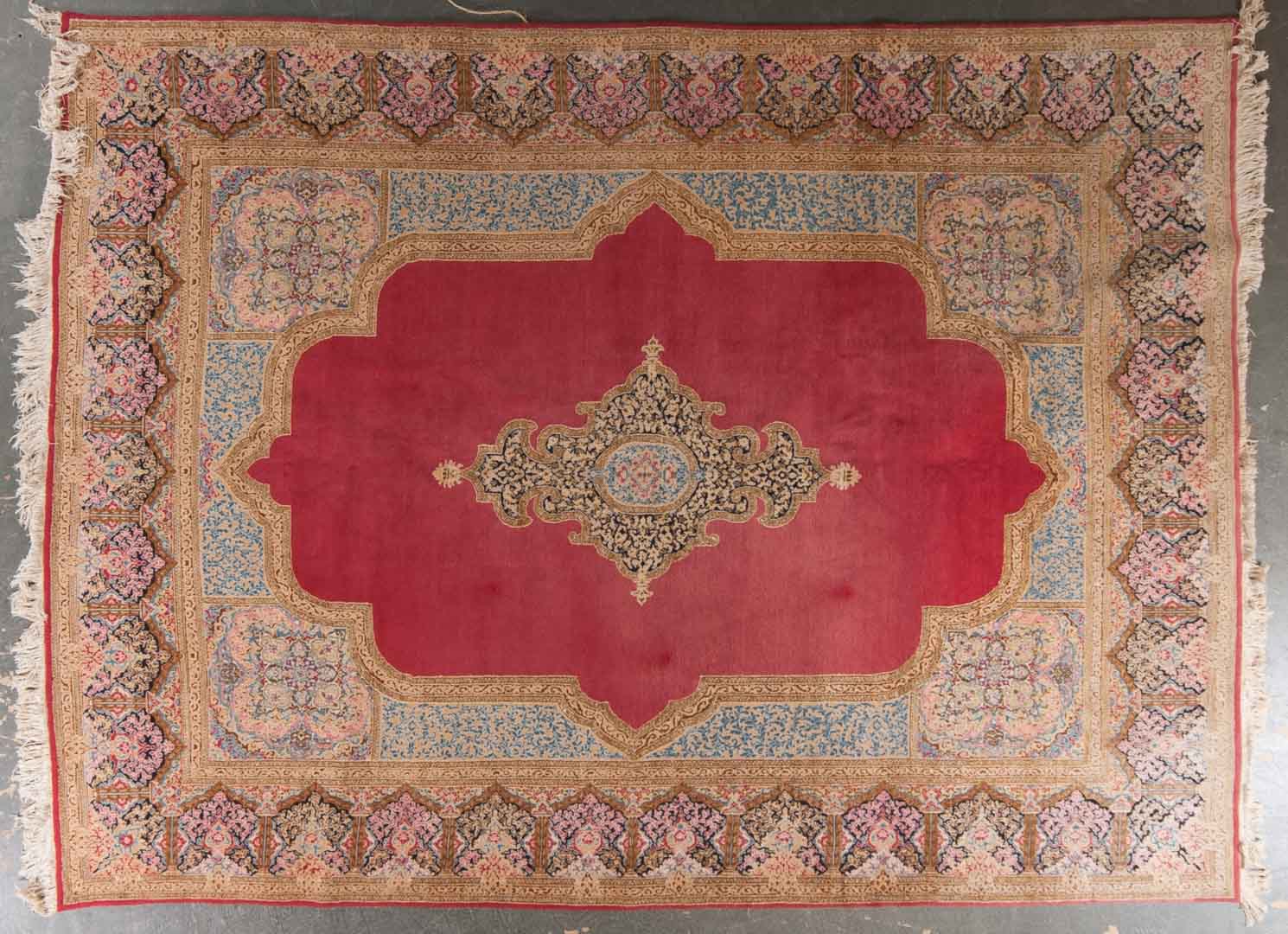 Appraisal: Persian Kerman carpet approx x Iran circa Condition Sun faded