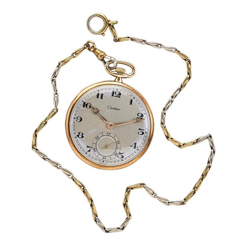 Appraisal: CARTIER NY K GOLD POCKET WATCH WITH CHAIN Condition Report