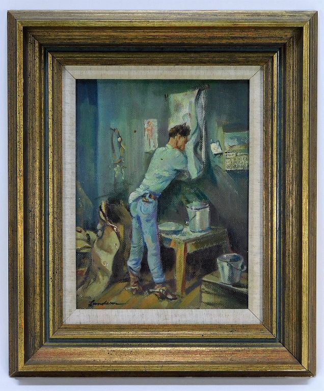 Appraisal: Louis Lundean American Social Realist Painting New York Iowa -