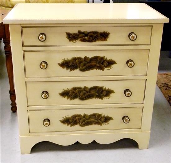 Appraisal: Hitchcock chest of drawers buttercream with stenciled decoration marked verso