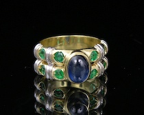 Appraisal: A Fancy k Gold Sapphire Emerald Ring An k white