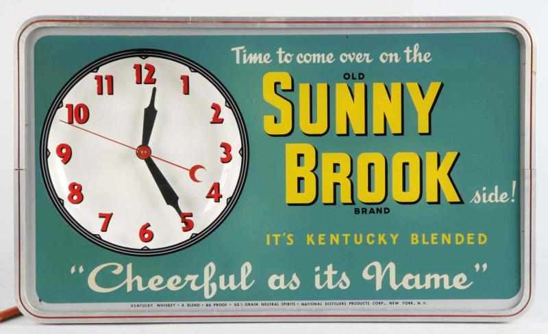 Appraisal: Rectangular Sunny Brook Whiskey Electric Clock Description Working Condition Excellent