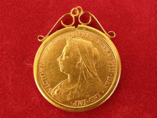 Appraisal: Victorian sovereign in later gold mount