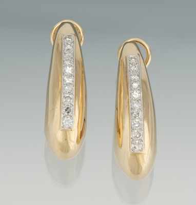 Appraisal: A Pair of Gold and Diamond Earrings k yellow gold