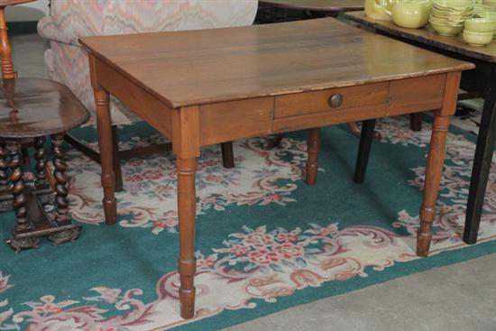 Appraisal: ONE DRAWER WORK TABLE Poplar with a wooden pull on