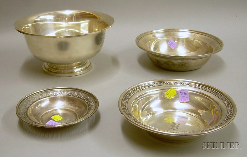 Appraisal: Four Sterling Silver Table Items a Tuttle Silversmiths Revere-style bowl